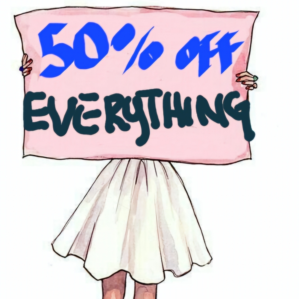Get everything at 50% off!!!!